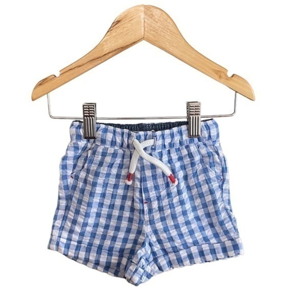 Mini Baby Boden Blue White Gingham Plaid Shorts